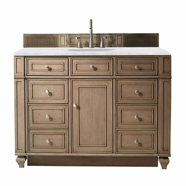 James Martin Vanities Bristol 48in Single Vanity, Whitewashed Walnut w/ 3 CM Arctic Fall Solid Surface Top 157-V48-WW-3AF